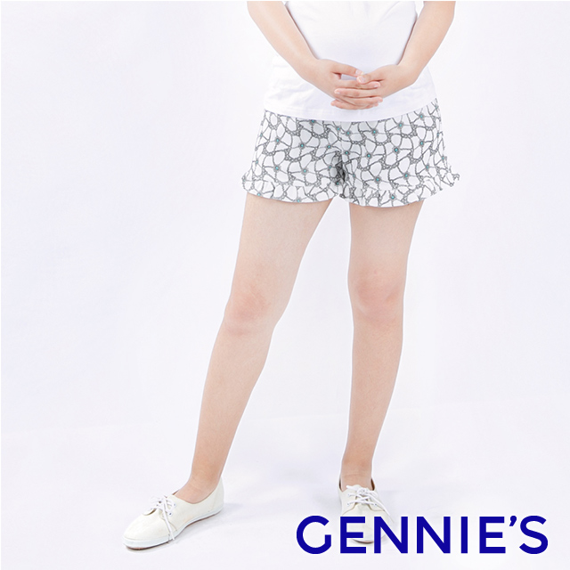 Gennies奇妮 氣質美型波浪短褲(白T4946)