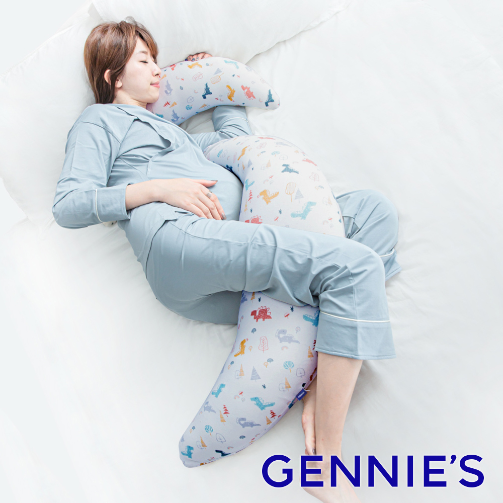 Gennies奇妮 恆溫抗菌親子枕-沉穩灰(月亮枕+安撫枕)(GX80+GX14)