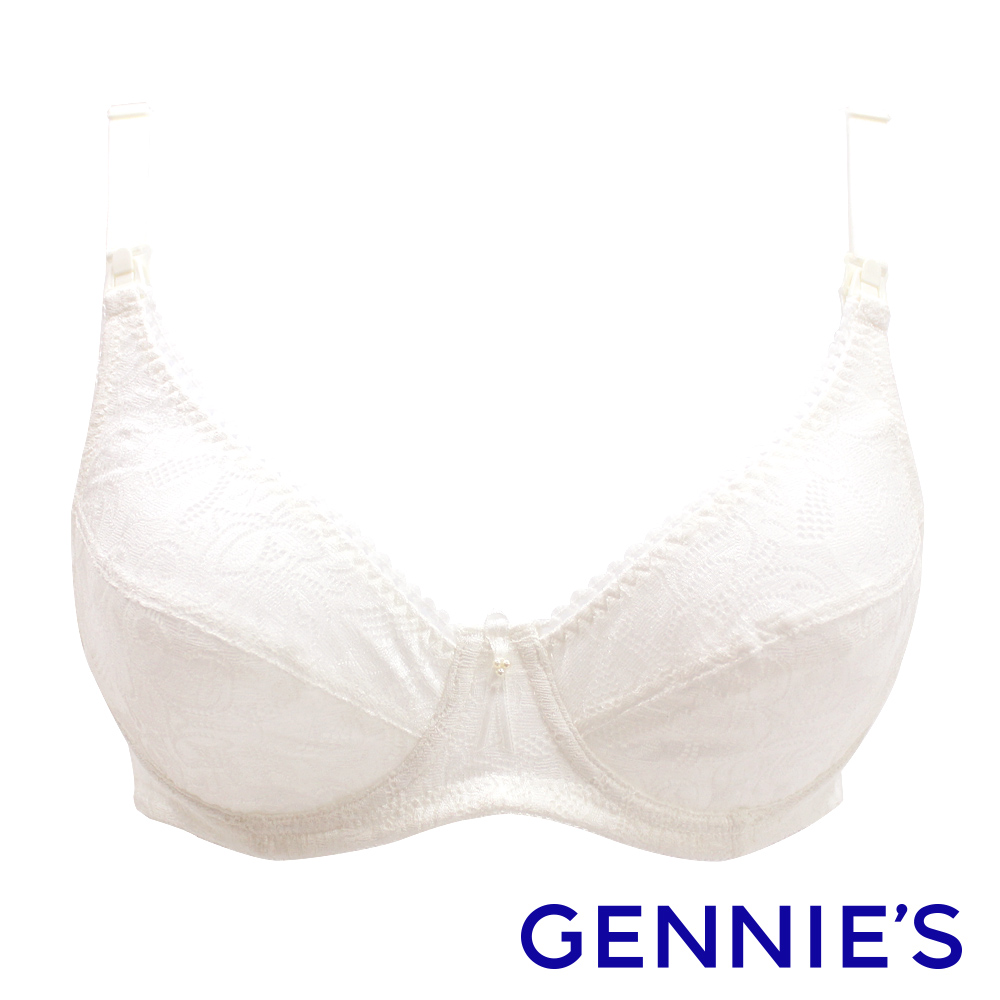 Gennies奇妮 010系列-舒適透氣花蕾絲哺乳內衣(白T105)