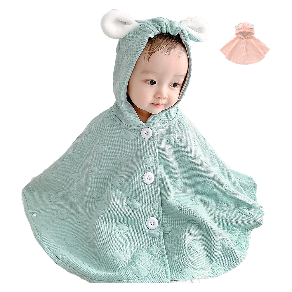 【Mesenfants】保暖連帽斗篷外套 嬰兒披風 寶寶外套 小耳朵造型斗篷