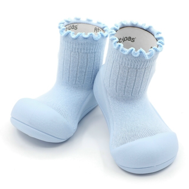 韓國Attipas襪型學步鞋-捲邊藍色小花