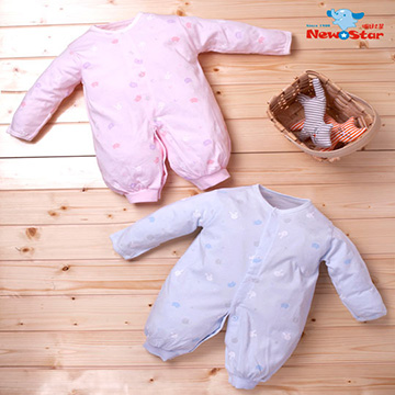 薄-嬰兒兩用兔衣（長袖長褲、全開）藍