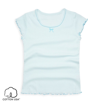 (S號)anny pepe內衣-精梳美國棉女童圓點短袖-淺藍