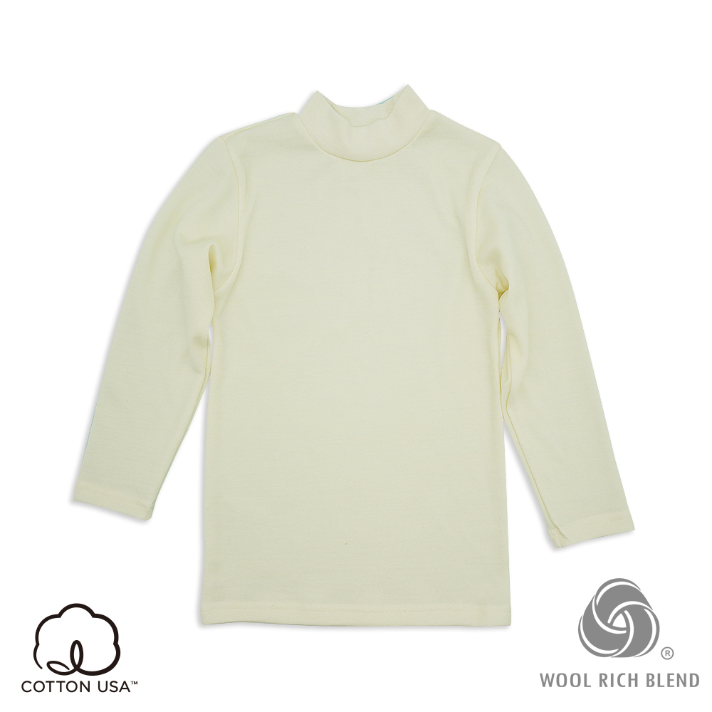 兒童美麗諾羊毛親膚內衣(中性款)-小立領-米白100~150