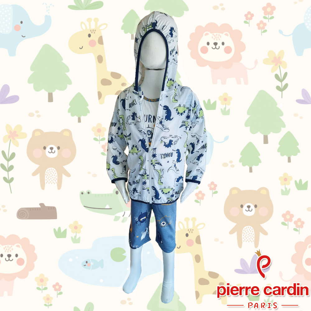 Pierre Cardin皮爾卡登 男兒童恐龍世界連帽外套/防曬外套(KD150111白)