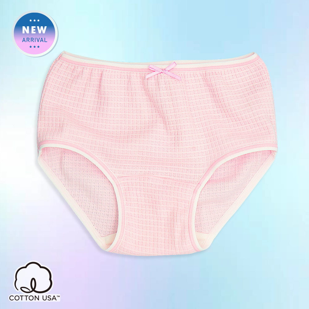 女童90%棉針織緹花三角褲-粉色100-150