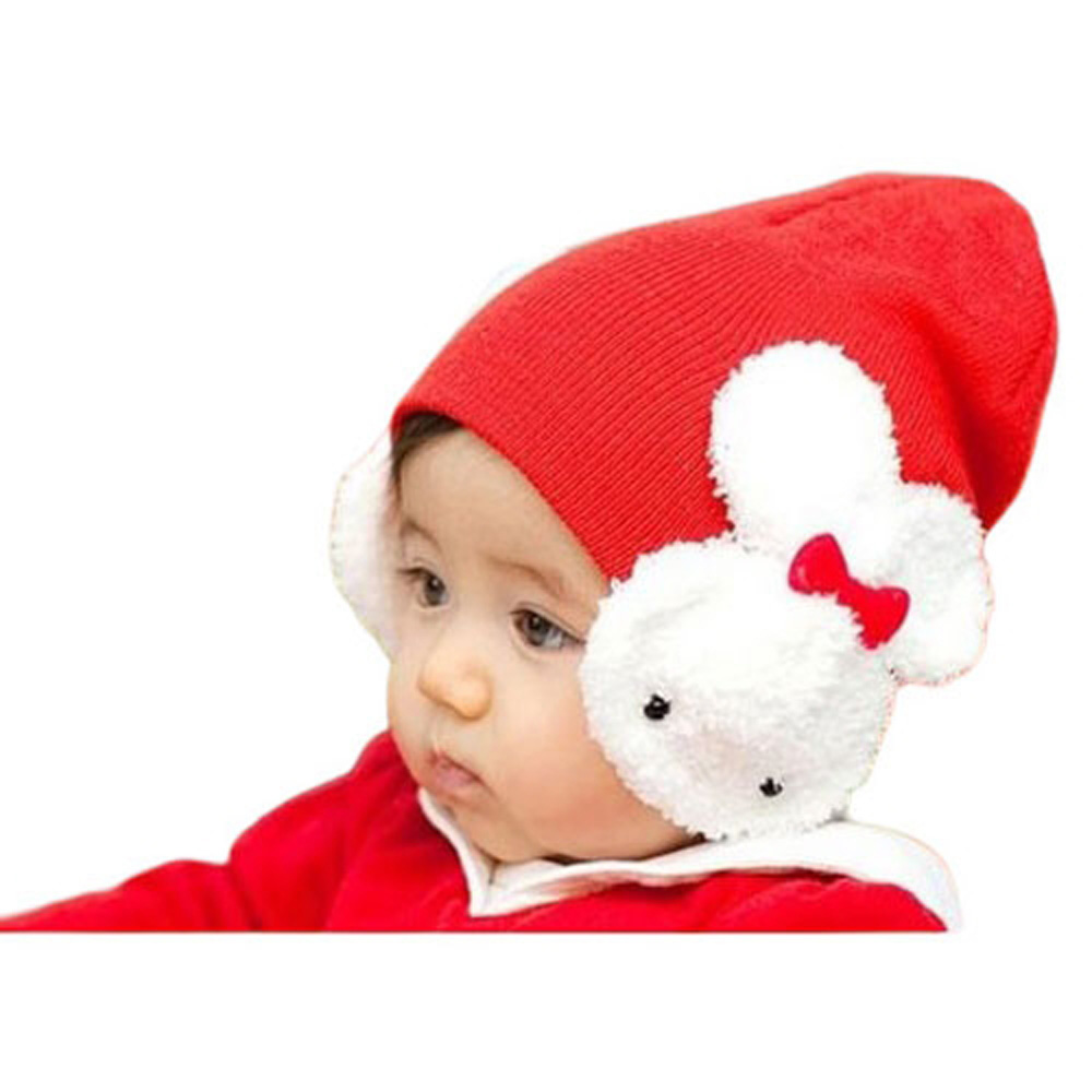 PS MALL韓版小白兔造型帽子 護耳帽 嬰兒帽 雙兔帽子 1入