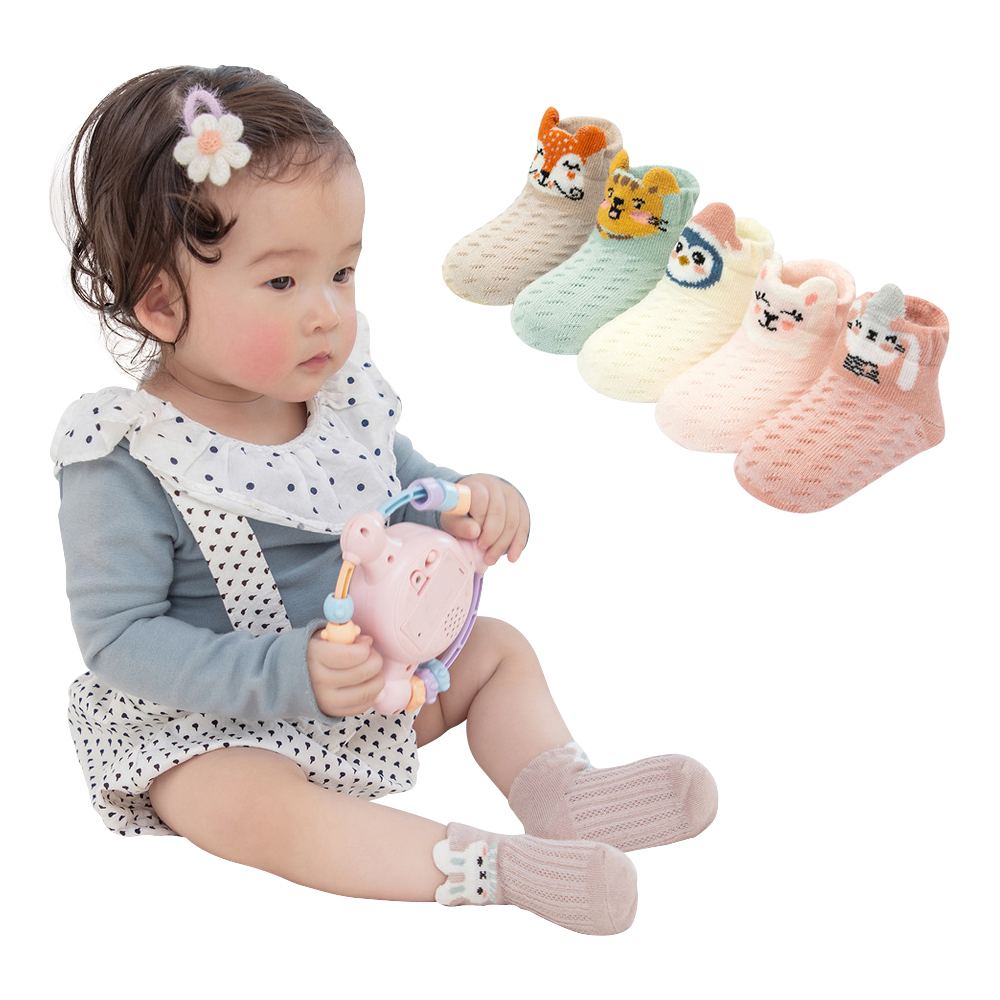 【5雙入】嬰兒襪 春夏立體薄棉童襪 造型襪子