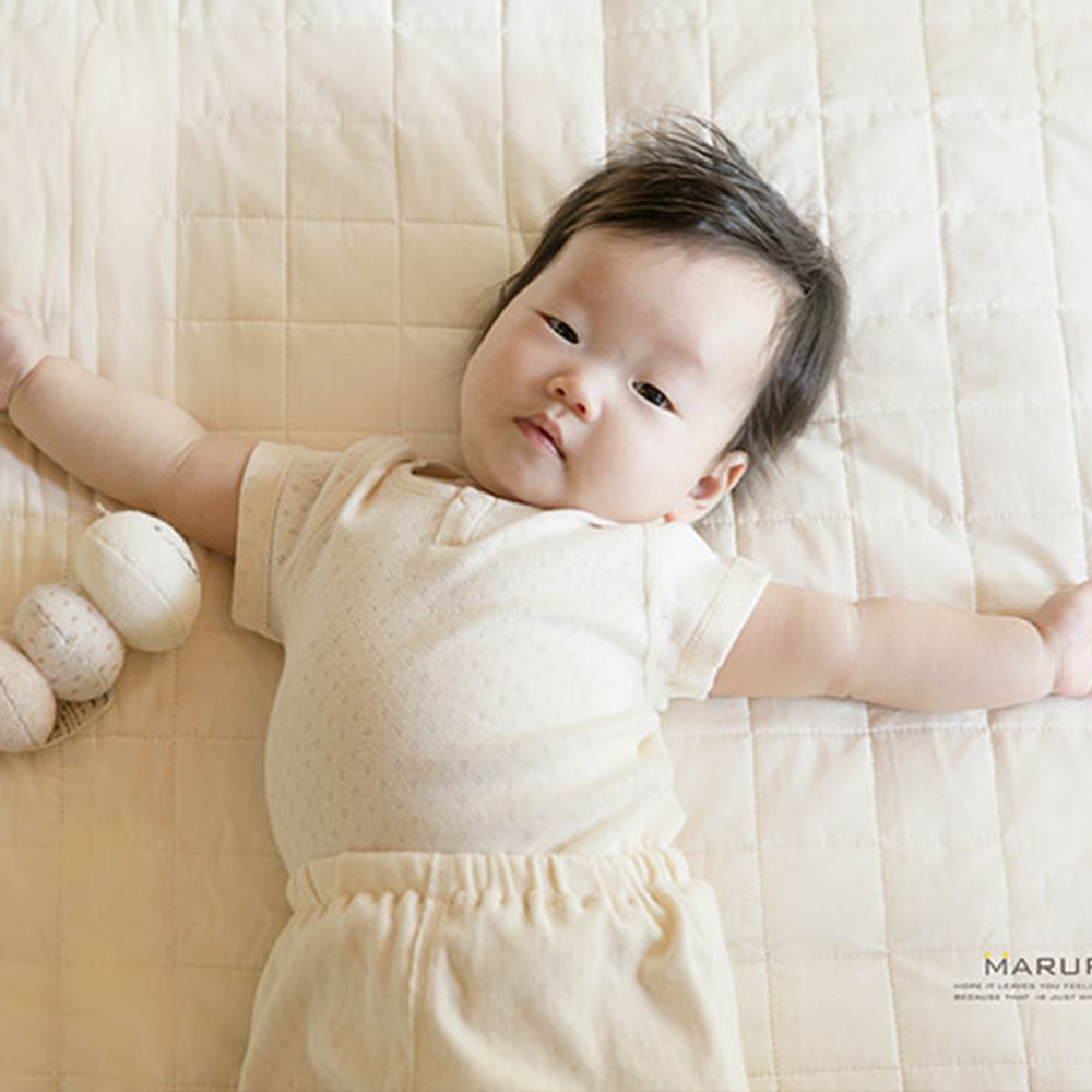 日本製 MARURU有機棉寶寶短袖洞洞衣
