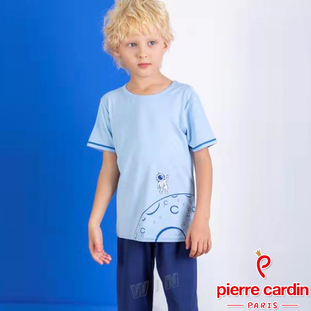 Pierre Cardin皮爾卡登 男兒童宇宙太空人短袖兩件式套裝/居家服(KD250051藍)