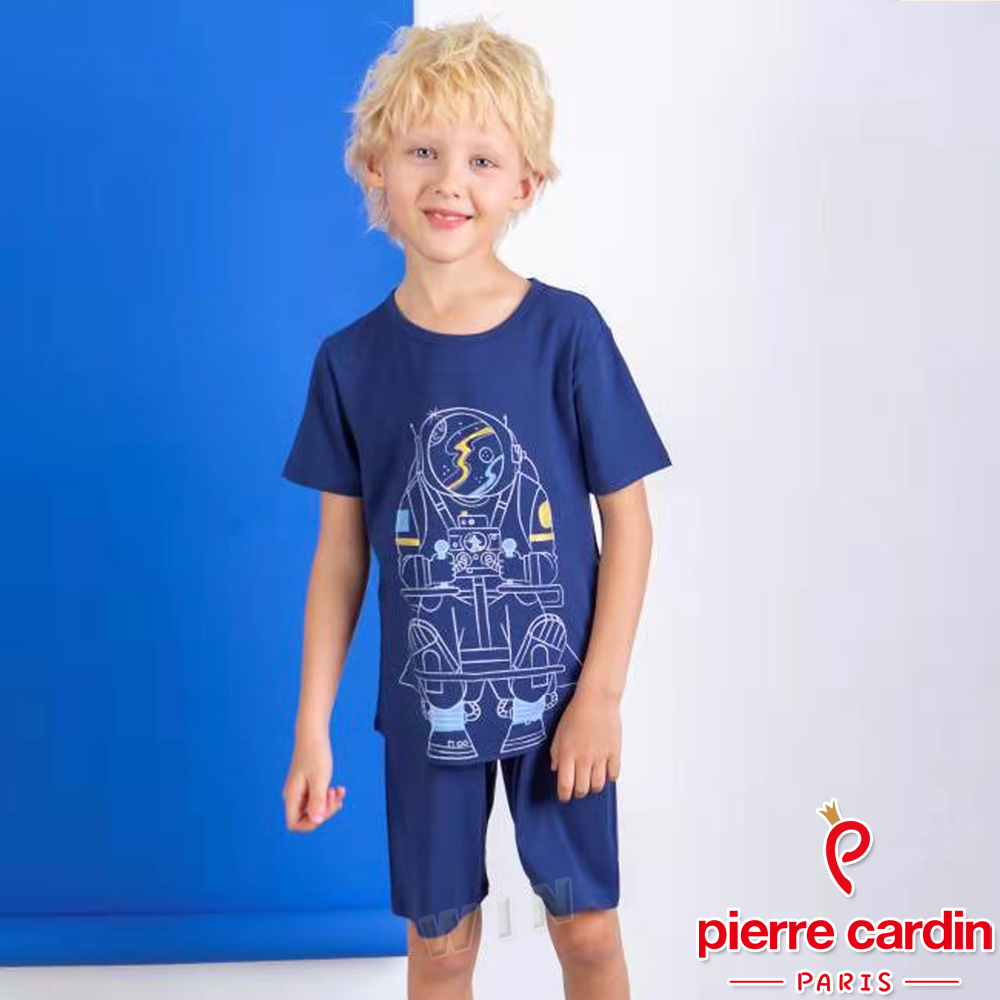 Pierre Cardin皮爾卡登 男兒童太空船短袖兩件式套裝/居家服(KD250071深藍)