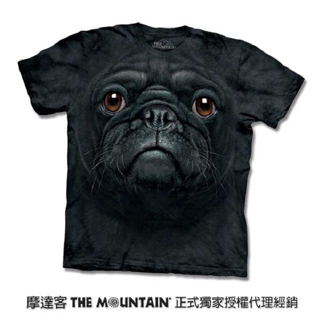 『摩達客』美國進口【The Mountain】自然純棉系列 黑巴哥犬臉 T恤