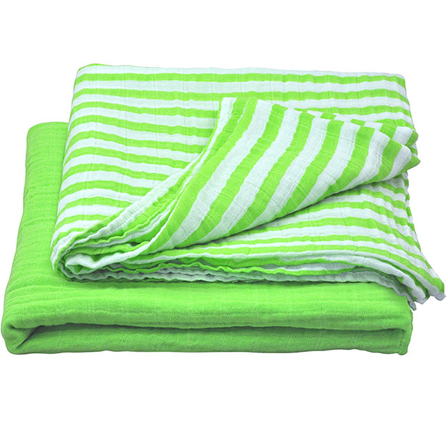美國 green sprouts 有機棉細紗布浴巾/包巾/小被子/拍嗝巾 2入組_草綠組_GS334190-5