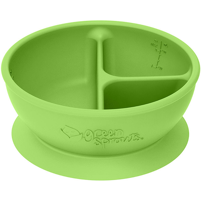 美國 green sprouts 超防滑寶寶學習吃飯矽膠學習餐碗_草綠_GS152303-2