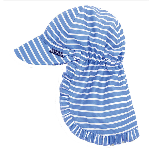 英國 JoJo Maman BeBe 嬰幼兒/兒童UPF50+防曬護頸遮陽帽_藍白條紋(JJD2112S)