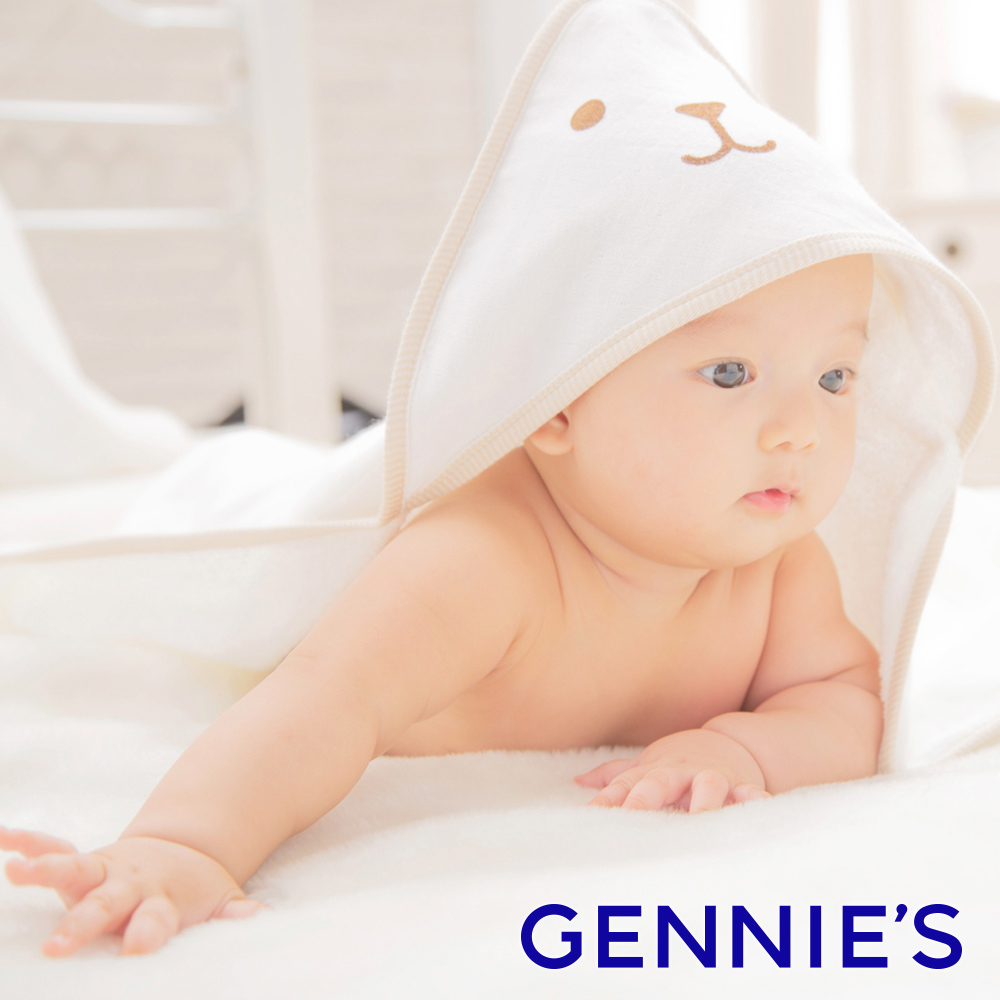 Gennies奇妮 純棉寶寶雙麵包巾-米白(BE65)
