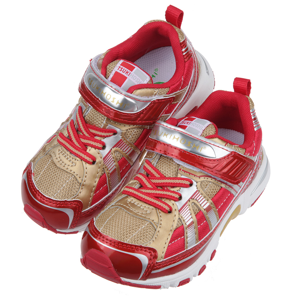 《布布童鞋》日本TSUKIHOSHI風暴岩漿金紅色兒童機能運動鞋(15~21公分) [ I1G0A3A