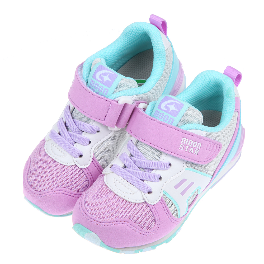《布布童鞋》Moonstar日本月Hi系列粉紫色兒童機能運動鞋(15~20公分) [ I2G239F