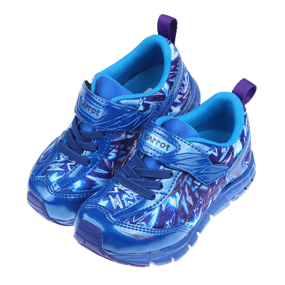 《布布童鞋》Moonstar日本Carrot閃電藍色兒童機能運動鞋(15~21公分) [ I2E105B