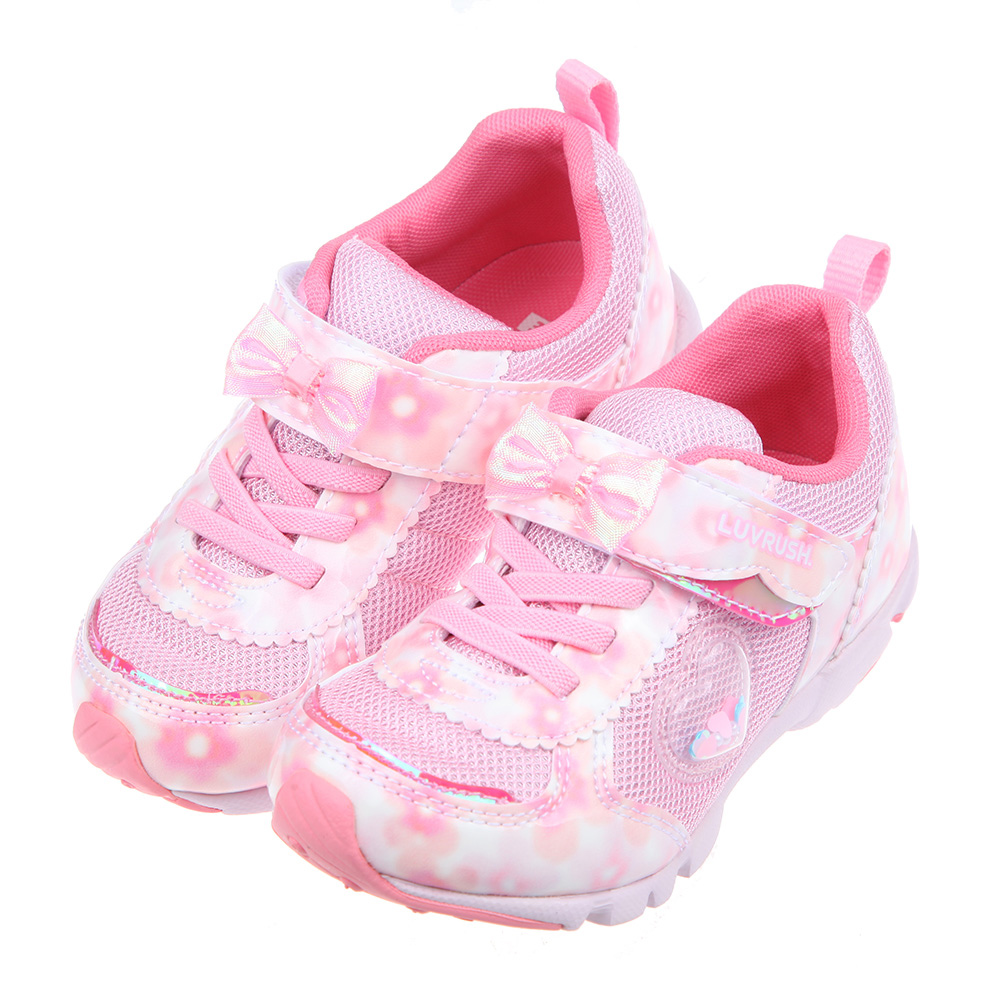 《布布童鞋》Moonstar日本LUVRUSH蝴蝶結粉色兒童機能運動鞋(16~23公分) [ I2P014G