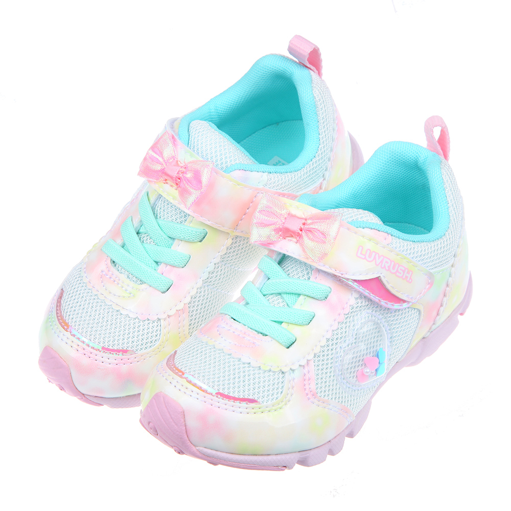 《布布童鞋》Moonstar日本LUVRUSH蝴蝶結白色兒童機能運動鞋(16~23公分) [ I2N011M