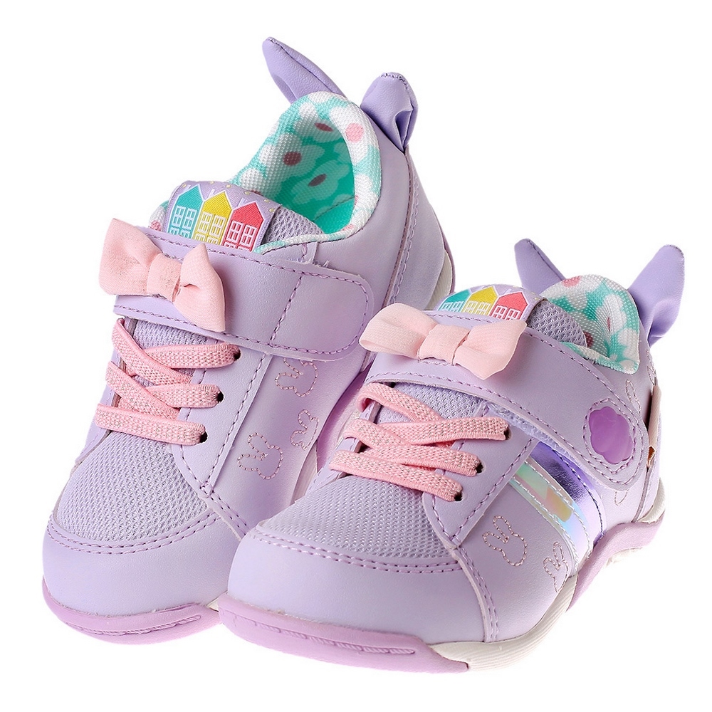 《布布童鞋》Moonstar日本Carrot童趣兔耳粉紫色兒童機能運動鞋(15~19公分) [ I3B339F