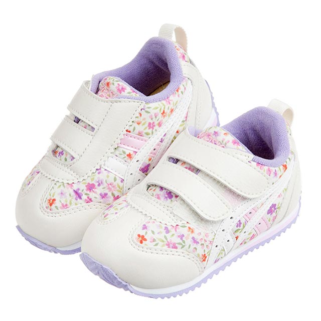 《布布童鞋》asics亞瑟士IDAHO寬楦碎花紫寶寶機能學步鞋(13~15.5公分) [ J0T167F