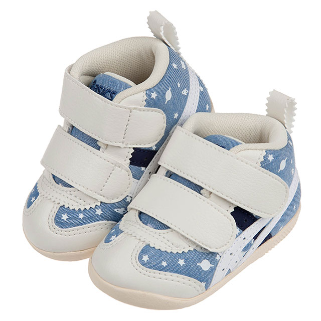 《布布童鞋》asics亞瑟士藍白小宇宙中筒寶寶機能學步鞋(11.5~13.5公分) [ J1A168B