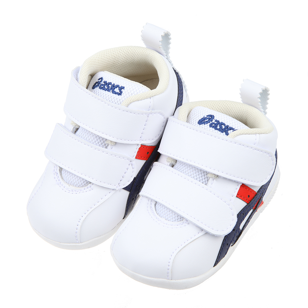 《布布童鞋》asics亞瑟士AMULEFIRST經典藍白寶寶機能學步鞋(12~13.5公分) [ J2T223B