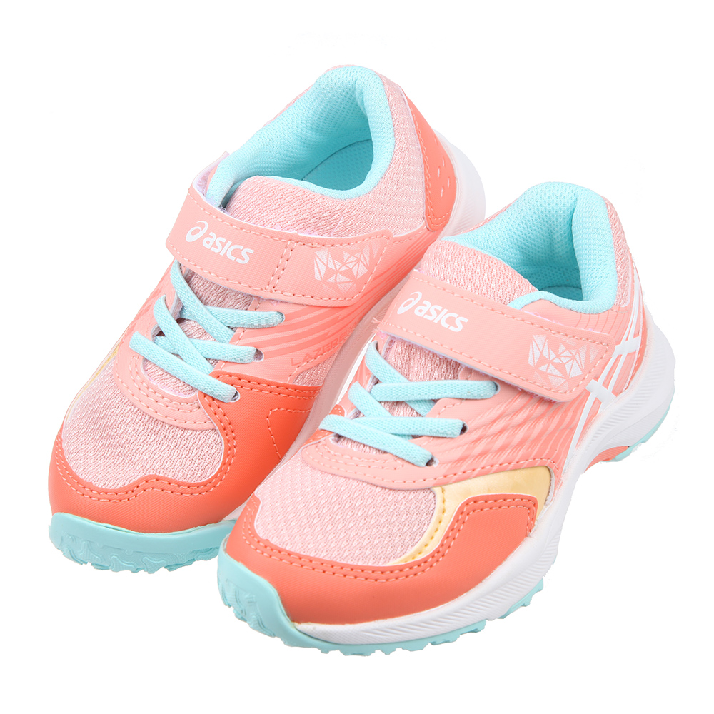 《布布童鞋》asics亞瑟士LAZERBEAM稜光亮粉紅兒童機能運動鞋(16~22公分) [ J2P140G