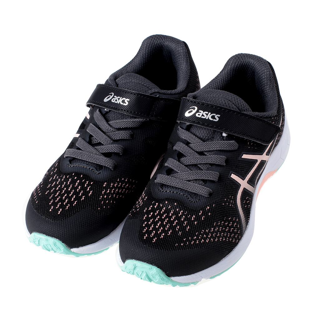 《布布童鞋》asics亞瑟士LAZERBEAM大童黑粉色兒童機能運動鞋(19~25公分) [ J2V146G