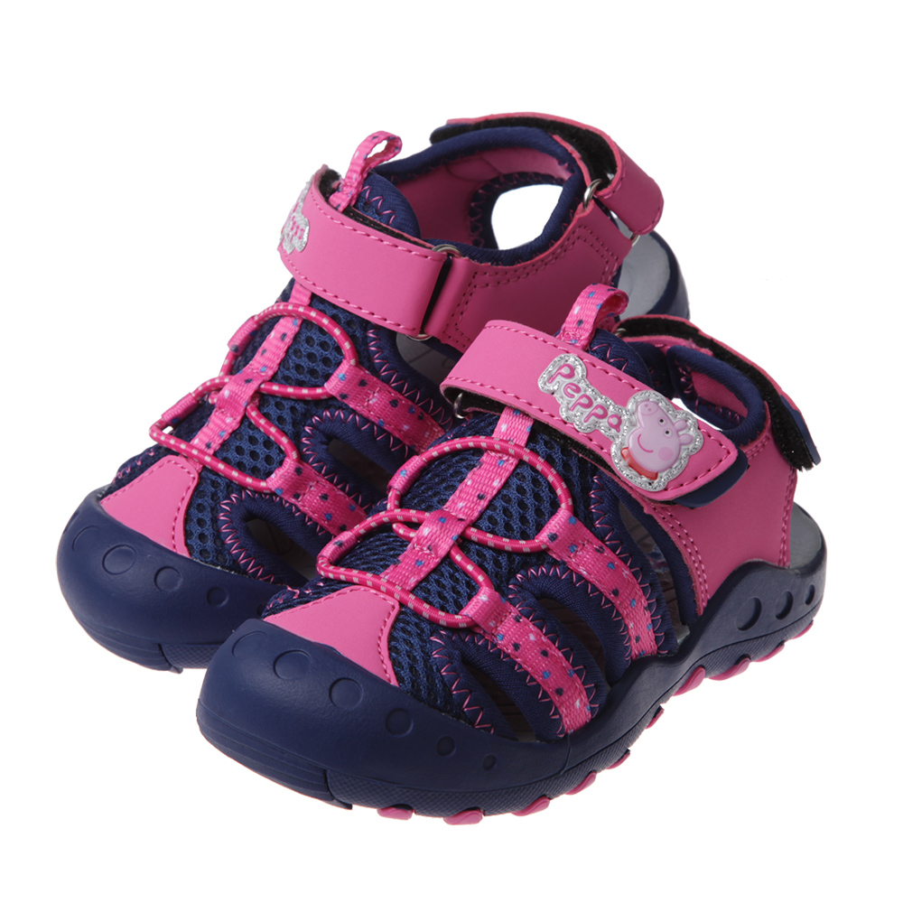 《布布童鞋》粉紅豬小妹佩佩豬桃色兒童透氣運動護趾涼鞋(15~19公分) [ A1D566H