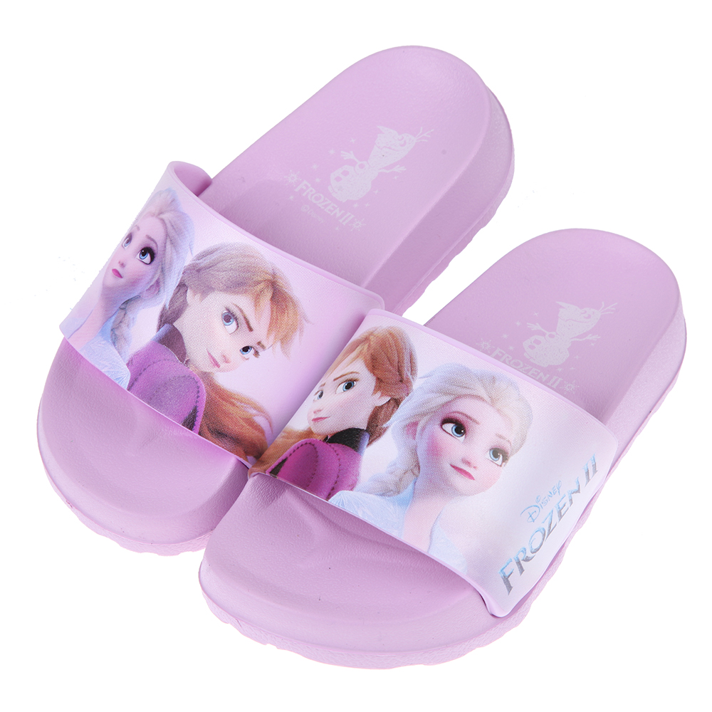 《布布童鞋》Disney冰雪奇緣姊妹情深紫色兒童厚底輕量拖鞋(16~21公分) [ B1P057F