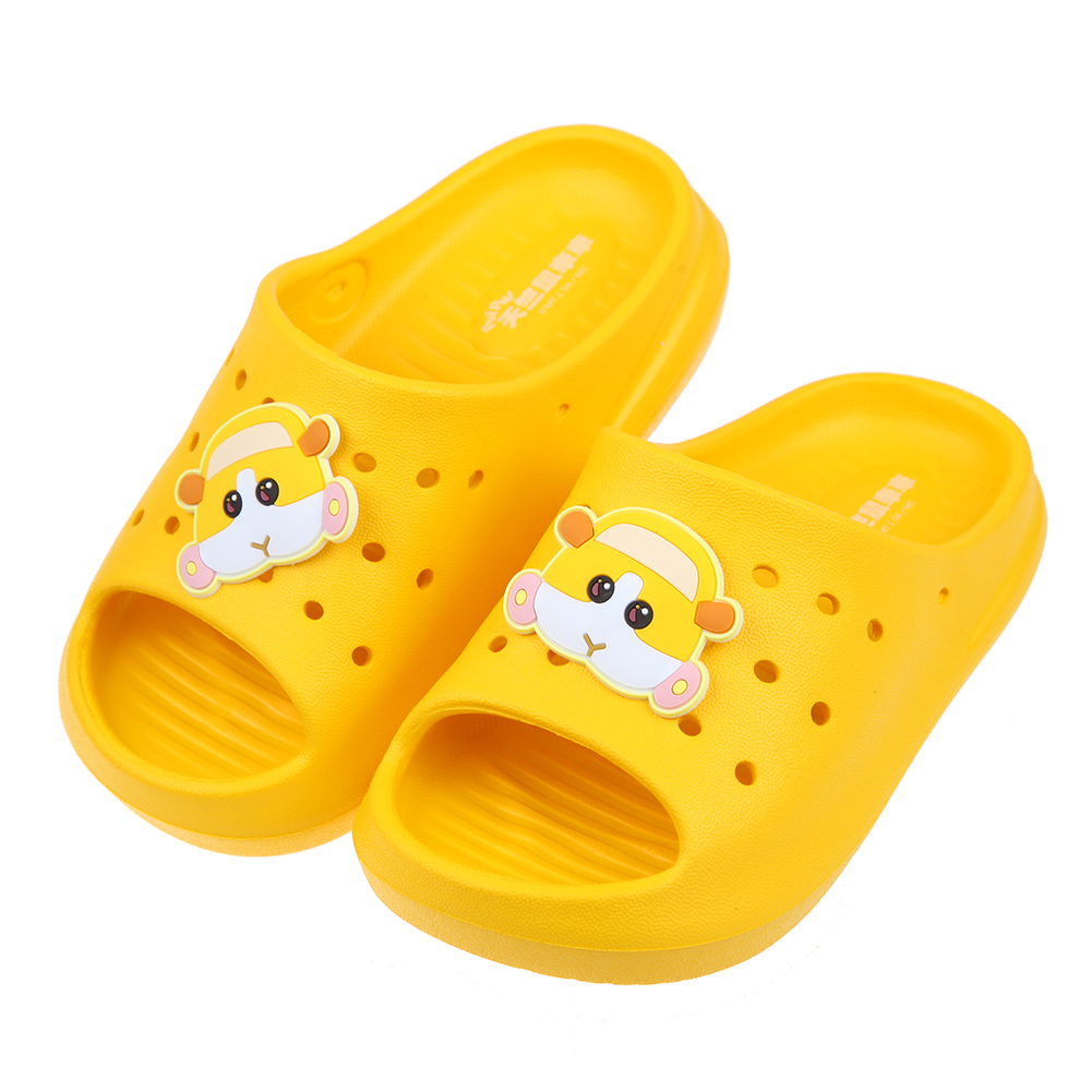 《布布童鞋》天竺鼠車車黃色兒童輕量洞洞拖鞋(16~21公分) [ B2U624K