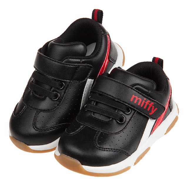 《布布童鞋》Miffy米飛兔黑色輕量皮質寶寶學步鞋(13~15.5公分) [ L0Q107D