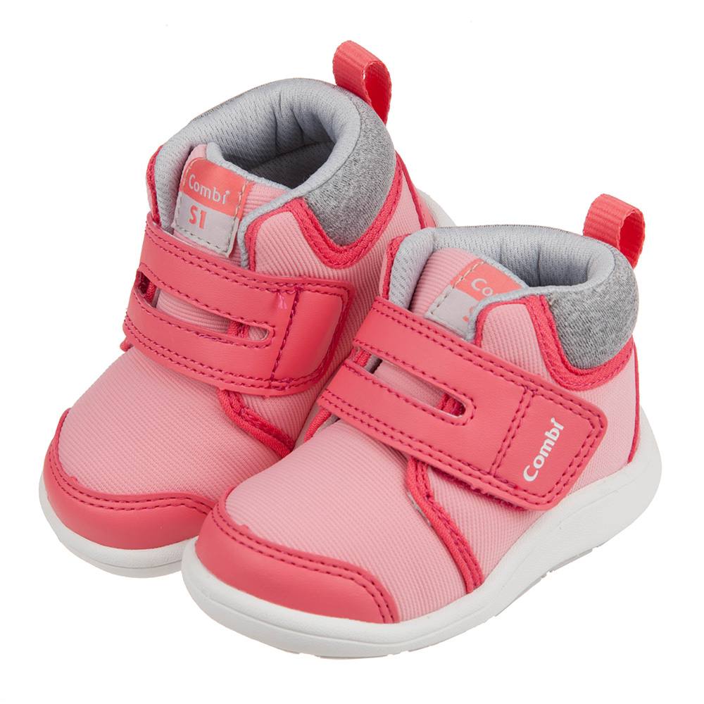 《布布童鞋》Combi粉色Core_S中筒成長機能學步鞋(12.5~15.5公分) [ S0P1PIG