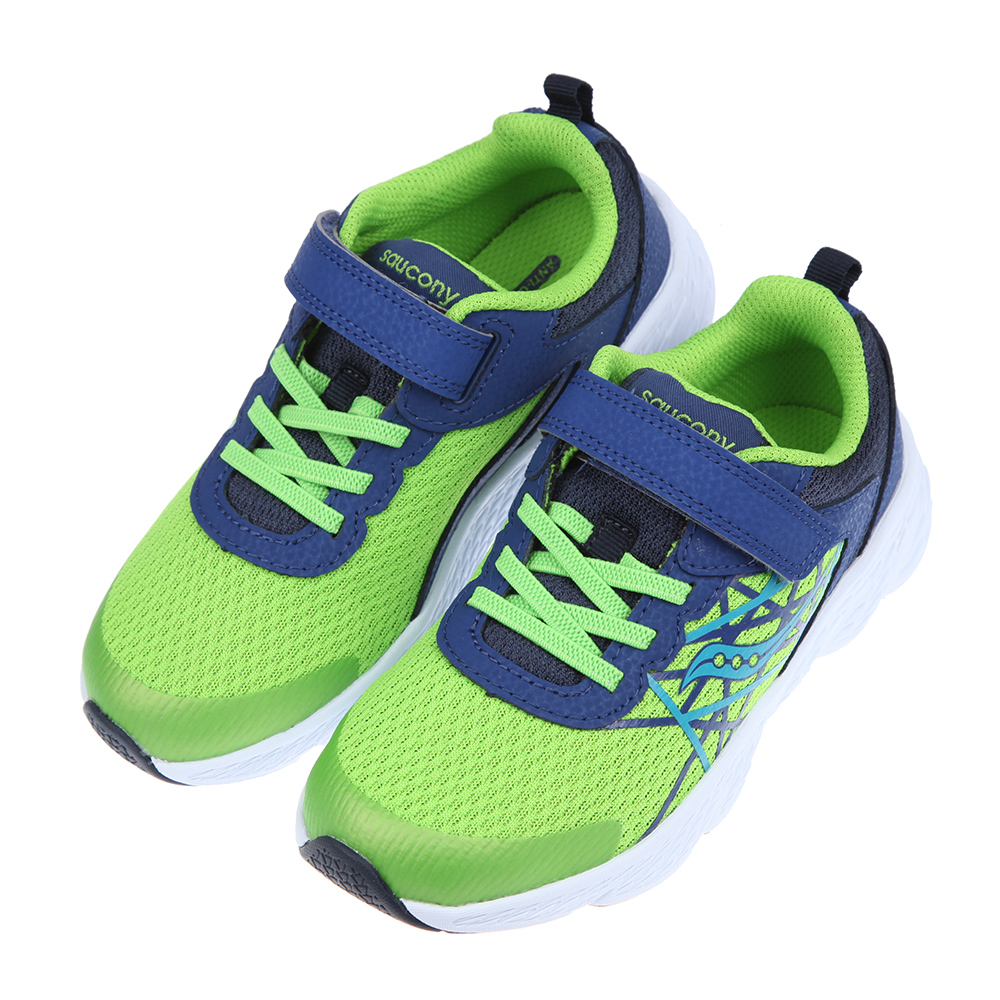 《布布童鞋》索康尼Saucony海軍藍綠兒童機能運動鞋(19~23.5公分) [ W2J061C