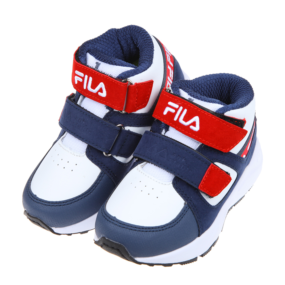 《布布童鞋》FILA經典中筒藍紅色兒童機能運動鞋(16~24公分) [ P2P36WB