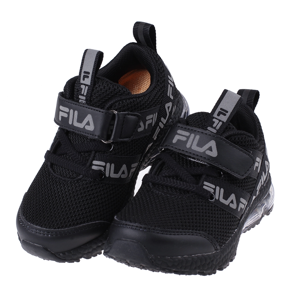 《布布童鞋》FILA康特杯奔馳黑色兒童氣墊慢跑運動鞋(16~22公分) [ P3A29XD