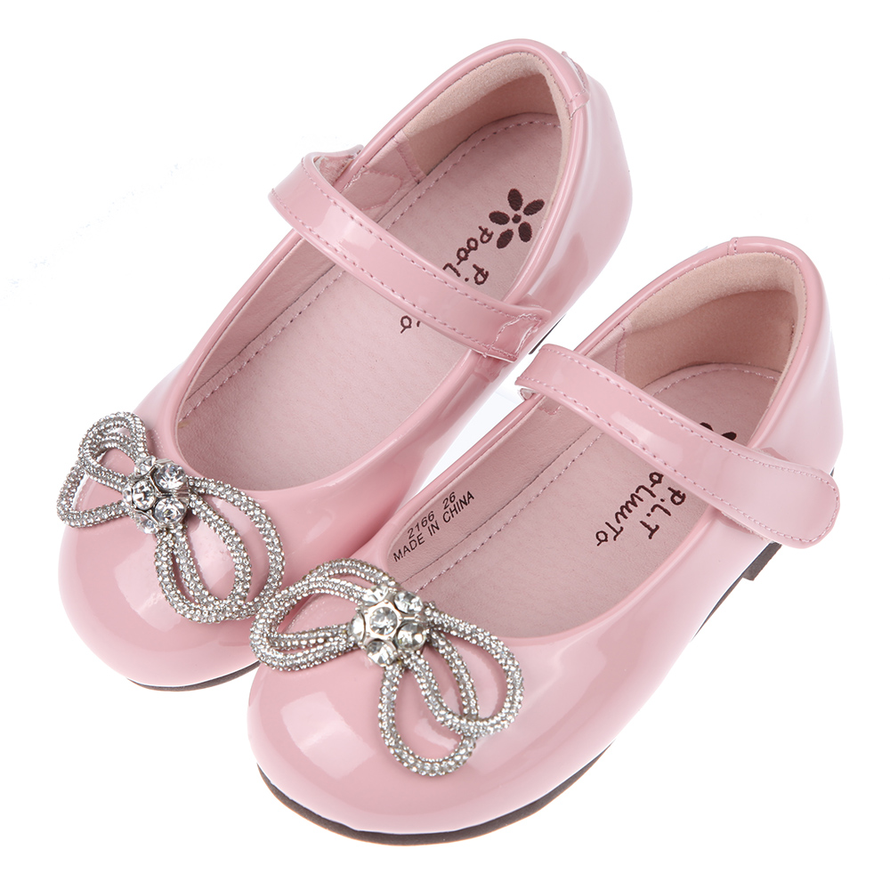 《布布童鞋》閃亮鑽石水晶蝴蝶結粉色兒童公主鞋(15~22公分) [ Q1P166G