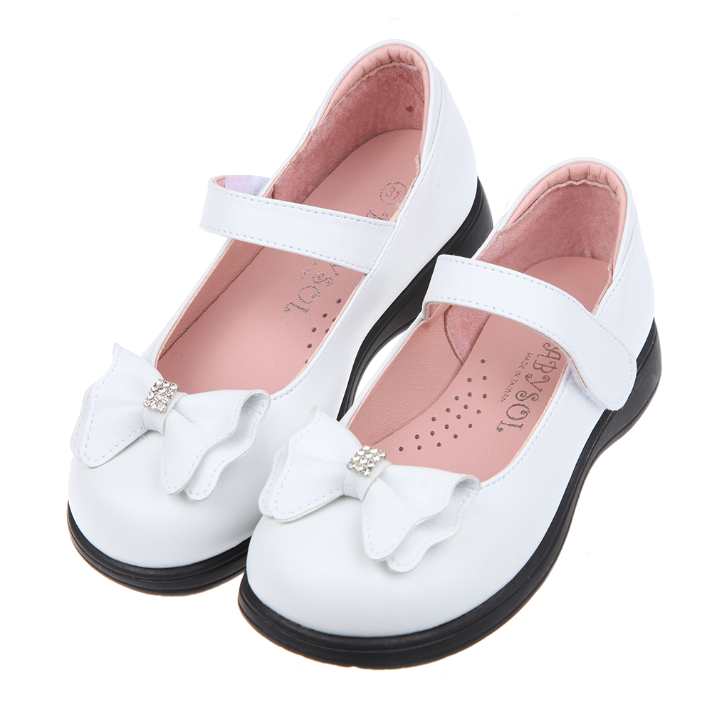 《布布童鞋》台灣製典雅蝴蝶結白色公主鞋學生鞋(20~24公分) [ K2Q966M