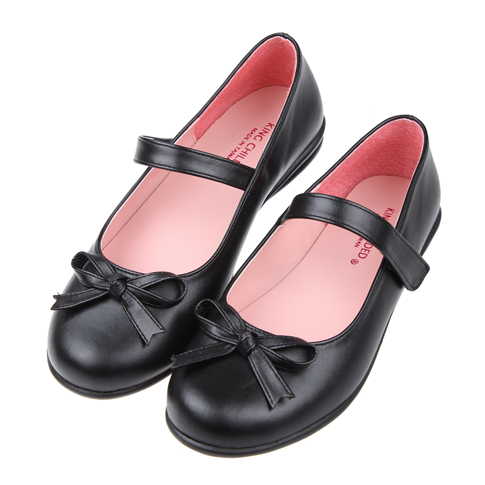 《布布童鞋》台灣製優雅蝴蝶結霧面黑色公主鞋學生鞋(19~23.5公分) [ T2R219D
