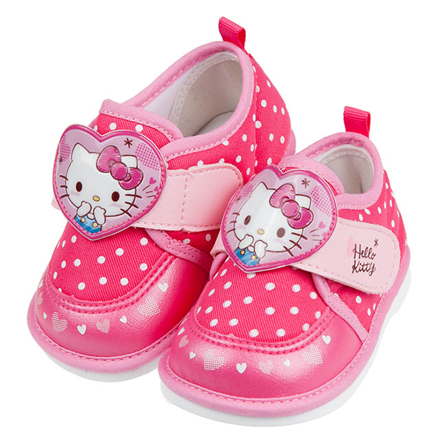 《布布童鞋》HelloKitty凱蒂貓桃色愛心點點寶寶嗶嗶鞋(12.5~14公分) [ C0X933H