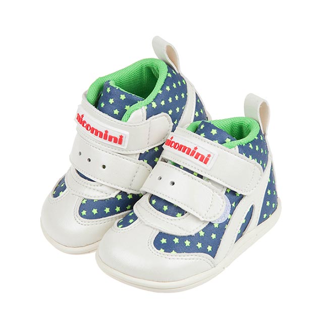 《布布童鞋》台灣製小星星深藍色中筒寶寶機能學步鞋(13~15公分) [ Z1BG11B
