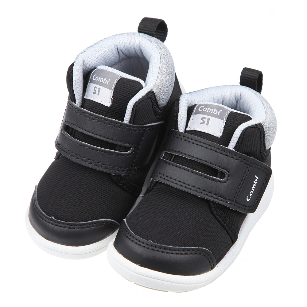 《布布童鞋》Combi黑色Core_S中筒成長機能學步鞋(12.5~16.5公分) [ S2Q1BKD