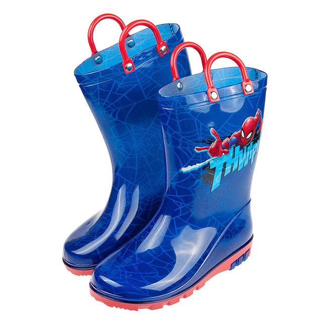 《布布童鞋》Marvel蜘蛛人帥氣藍色提把兒童雨鞋(17~22公分) [ B0Q696B