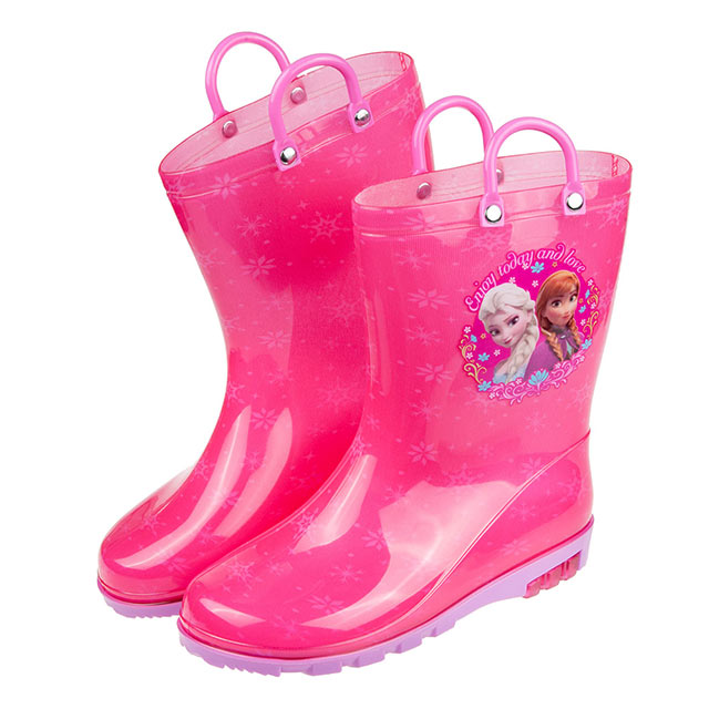 《布布童鞋》Disney冰雪奇緣姊妹桃粉色提把兒童雨鞋(17~22公分) [ B0T293G