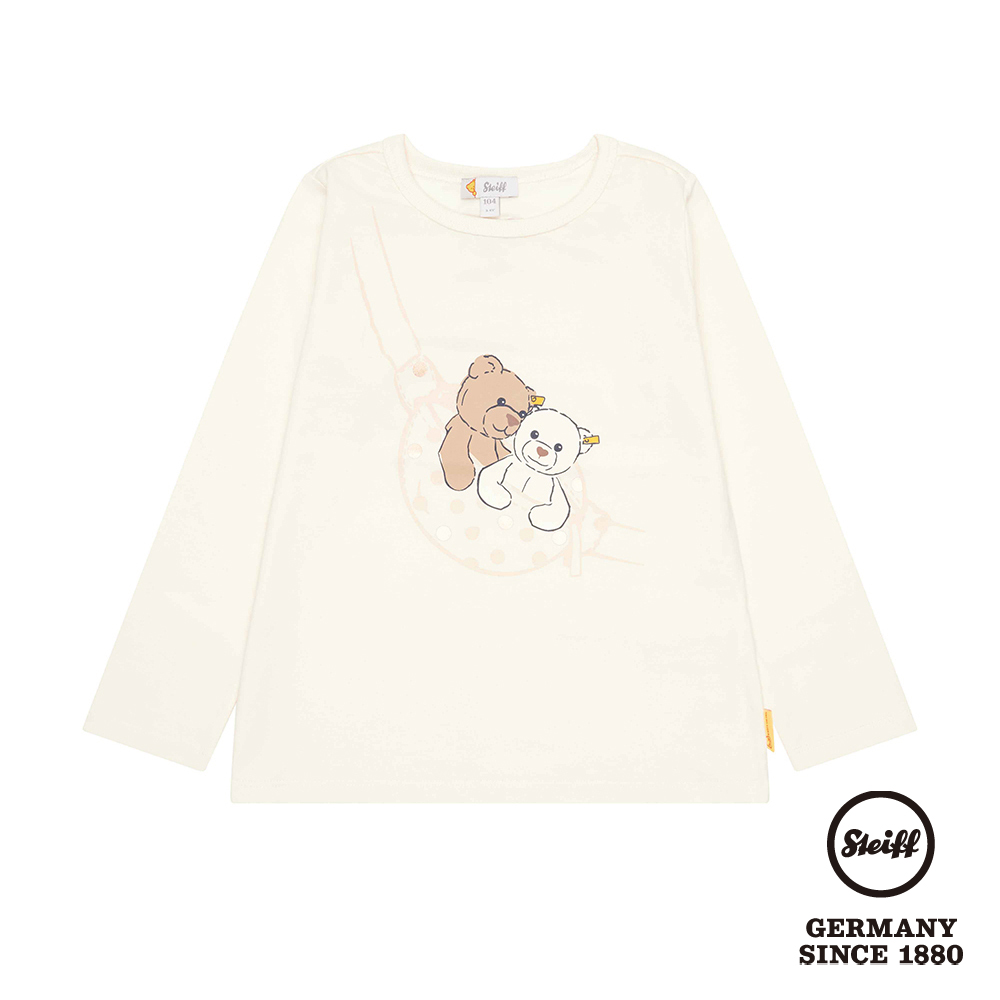 STEIFF德國精品童裝 - 長袖T恤衫 米色 (背包裡的小熊)