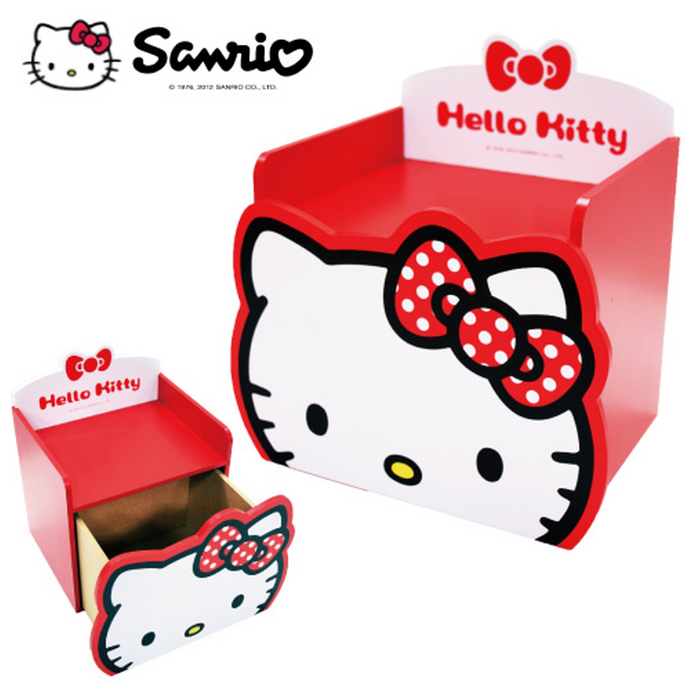 Hello Kitty 凱蒂貓可愛造型單抽盒木製收納盒(正版授權台灣製)