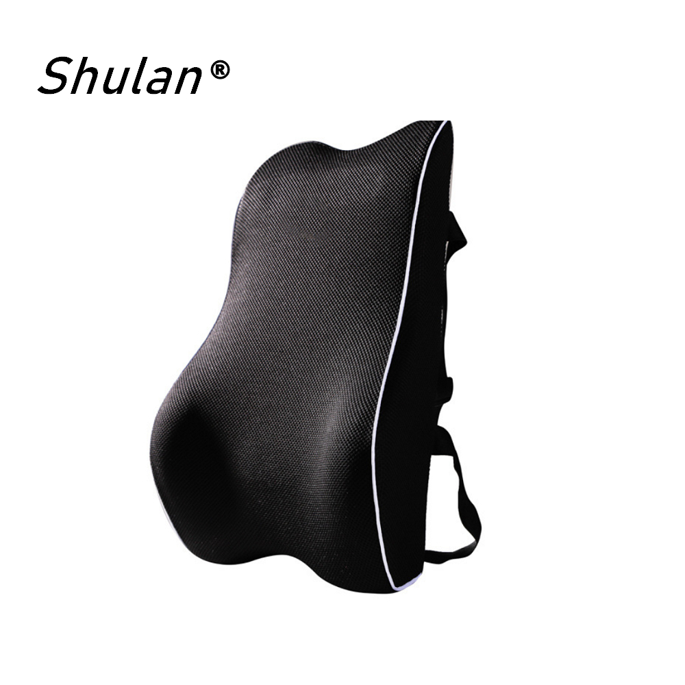 Shulan 新款4D護腰靠墊 記憶靠墊 居家背墊 汽車舒壓腰靠墊 (透氣防滑卡夢)